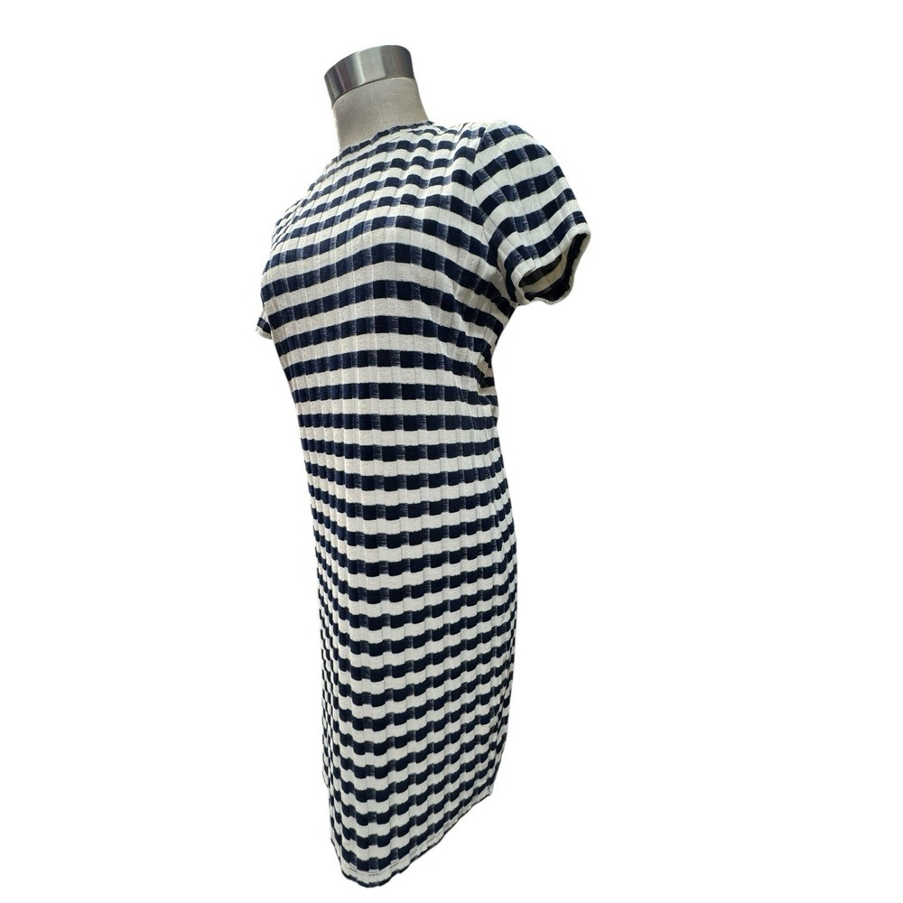 Madewell‎ Navy Striped Velvet Tee Dress Medium Prep Nautical Classic New Money
